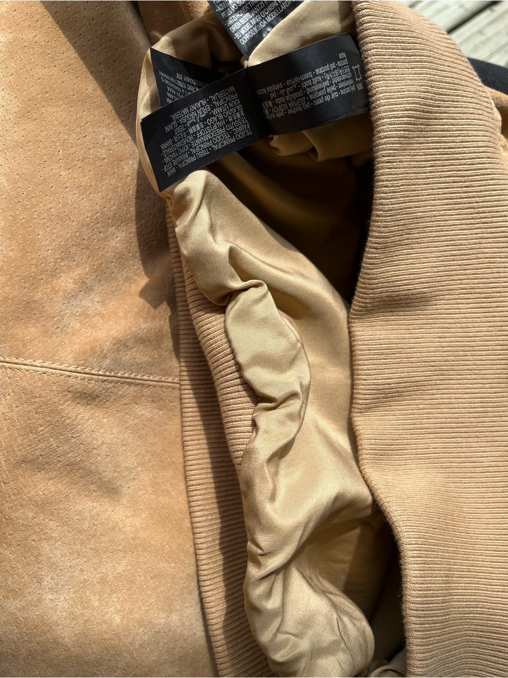 Zara Suede Leather Top High Neck Short Sleeves Snap Button Closure Beige Medium - Picture 14 of 16